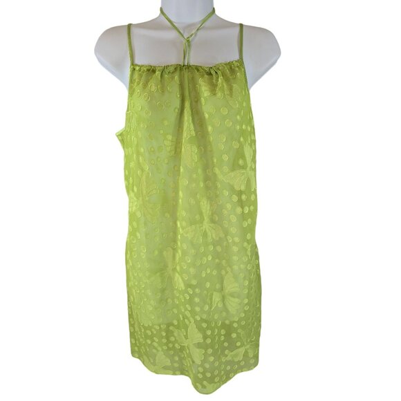 Morgan Taylor Intimates Size M Green Sheer Slip Top with Polka Dots and Flowers - Picture 1 of 6